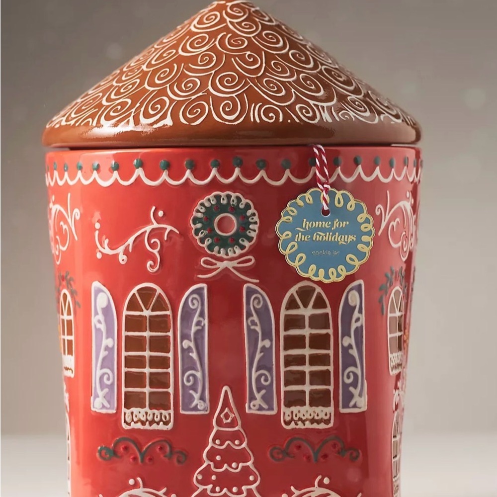 Red Gingerbread House Cookie Jar